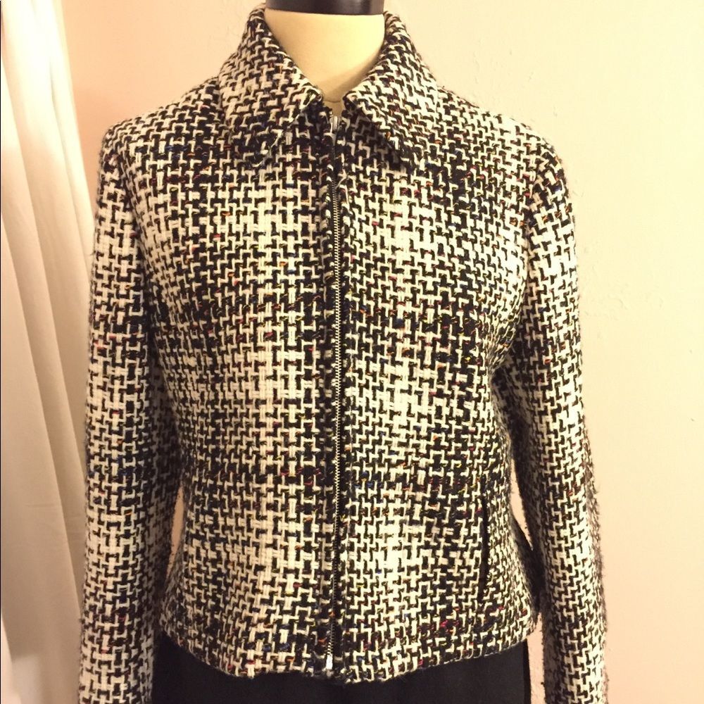 Jones New York Wool Blend Tweed Zip Jacket 14 - Picture 1 of 8